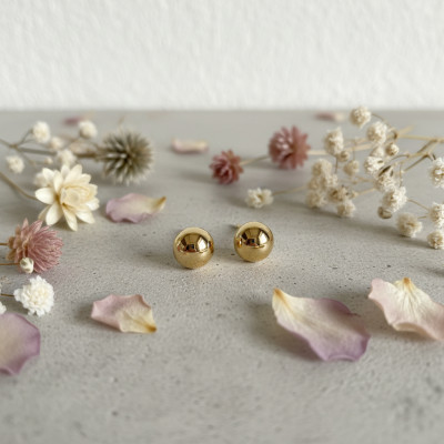Clous d'oreilles Boules, Or jaune 750 - Emanessence