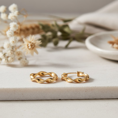 Boucles d'oreilles Créoles Martinique Torsadées, Or jaune 375 - Emanessence