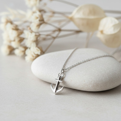 Collier Rho Ancre, Argent massif - Emanessence