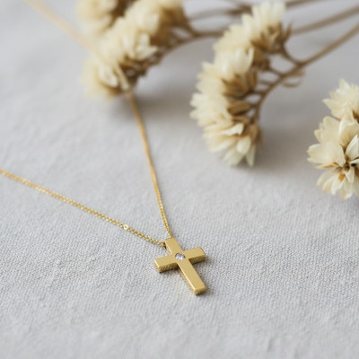 Collier Croix, Diamant & Or Jaune 375, 43 cm - Emanessence