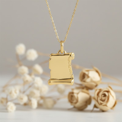 Pendentif Grand Parchemin, Or jaune 750 - Emanessence