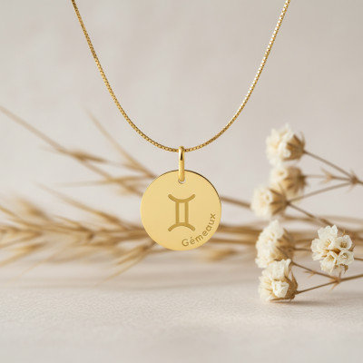 Pendentif Signe Astrologique Gémeaux, Or Jaune, 16mm - Lucas Lucor