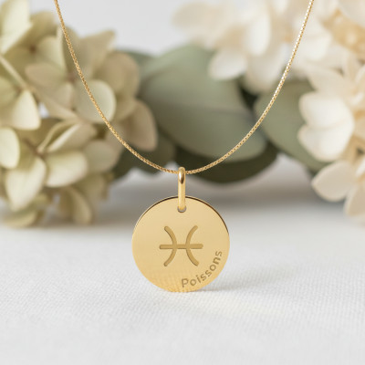 Médaille Signe Astrologique Poisson, Or Jaune, 16mm - Lucas Lucor