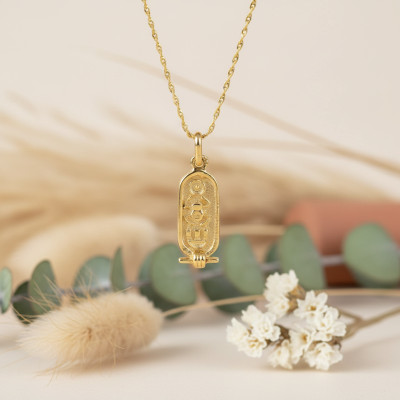 Pendentif Cartouche Egyptien, Or jaune, 17x6mm - Lucas Lucor