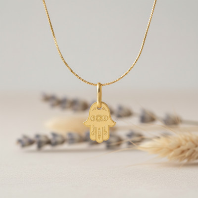 Pendentif Main de Fatma, Or Jaune 375, 10x13 mm - Lucas Lucor