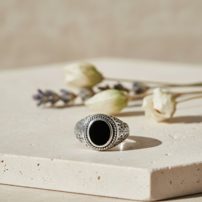 Chevalière Homme, Argent 925 & Agate - Naïades