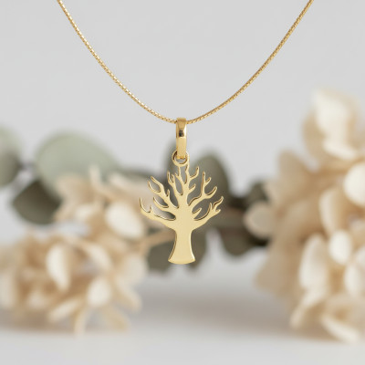 Pendentif Arbre de vie Caduc, Or jaune 750 - Emanessence