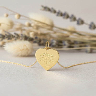 Pendentif Coeur arbre de vie, Or Jaune 375, 19mm - Emanessence