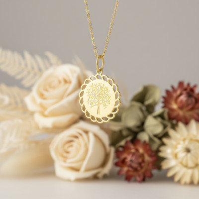 Pendentif Arbre de vie arabesque, Or Jaune 750, 15mm - Emanessence