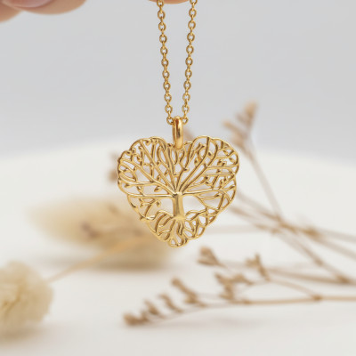 Pendentif Arbre de vie, Plaqué Or 750, 15mm - Emanessence