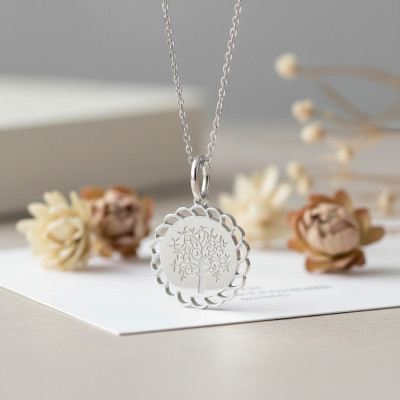 Pendentif Arbre de vie arabesque, Argent 925, 15mm - Emanessence