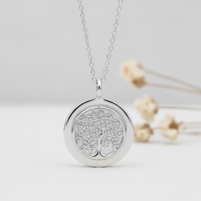 Pendentif Arbre de vie, Argent Rhodié 925, 18mm - Emanessence