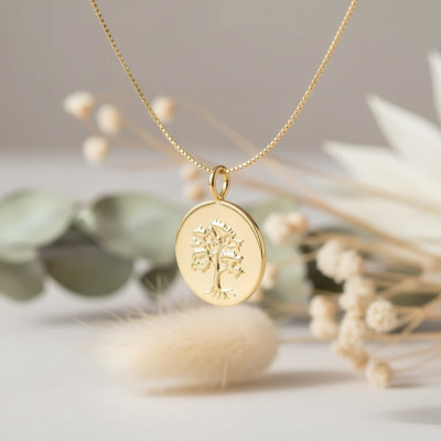 Pendentif Arbre de vie, Plaqué Or 3 microns, 18mm - Emanessence