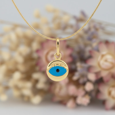 Pendentif Oeil, Email & Or Jaune 375 - Emanessence