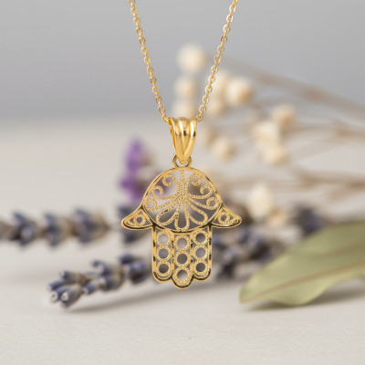 Pendentif Main de Fatima, Or jaune 750 - Lumiosa