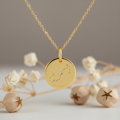 Pendentif Constellation Scorpion, Or jaune 750, 14mm - Emanessence