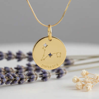 Pendentif Constellation Poisson, Or jaune 750, 14mm - Emanessence