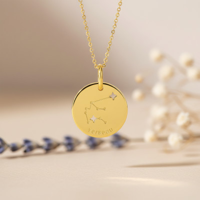 Pendentif Constellation Verseau, Or jaune 750, 14mm - Emanessence