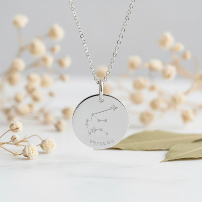 Pendentif Constellation Verseau, Argent, 17mm - Emanessence