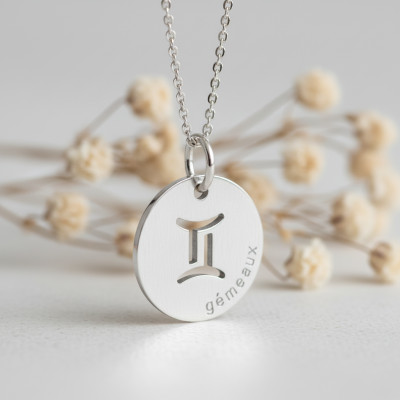 Pendentif Signe Astrologique Gémeaux, Argent RH - Emanessence