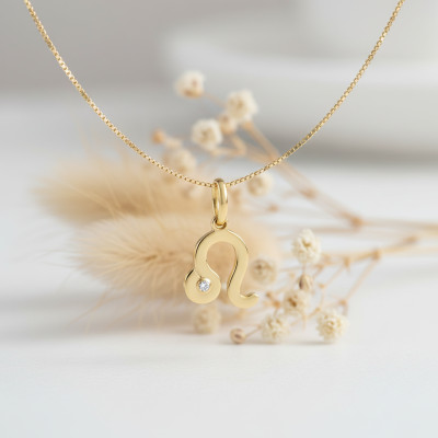 Pendentif Signe Astrologique Lion, Or jaune 750 & Diamant - Emanessence