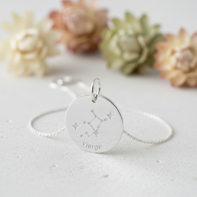 Pendentif Constellation Vierge, Argent, 17mm - Emanessence