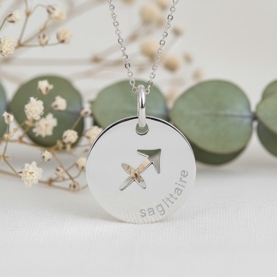Pendentif Signe Astrologique Sagittaire, Argent RH, 15mm - Emanessence