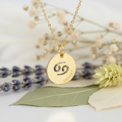 Pendentif Signe Astrologique Cancer, Or jaune 750 - Emanessence