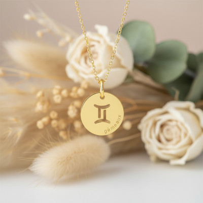Pendentif Signe Astrologique Gémeaux, Or jaune 750 - Emanessence