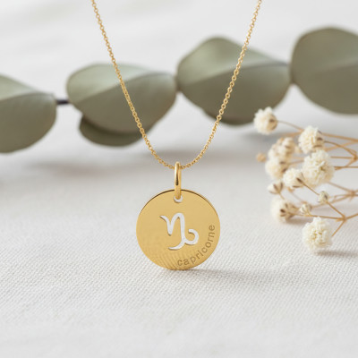Pendentif Signe Astrologique Capricorne, Or jaune 750 - Emanessence