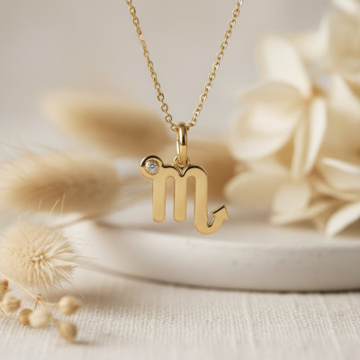 Pendentif Signe Astrologique Scorpion, Or jaune 750 & Diamant - Emanessence