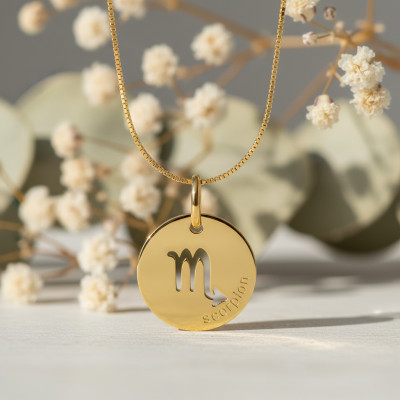 Pendentif Signe Astrologique Scorpion, Or jaune 750, 15mm - Emanessence