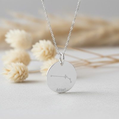 Pendentif Constellation Bélier, Argent, 17mm - Emanessence