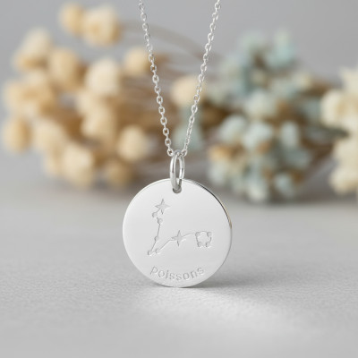 Pendentif Constellation Poisson, Argent, 17mm - Emanessence