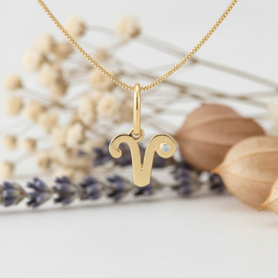 Pendentif Signe Astrologique Bélier, Or jaune 750 & Diamant - Emanessence