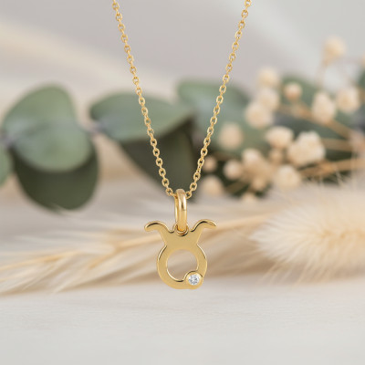 Pendentif Signe Astrologique Taureau, Or jaune 750 & Diamant - Emanessence