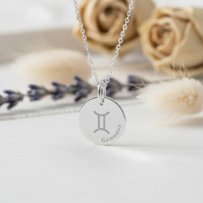 Médaille Zodiaque Gémeaux, Or Blanc - Lucas Lucor