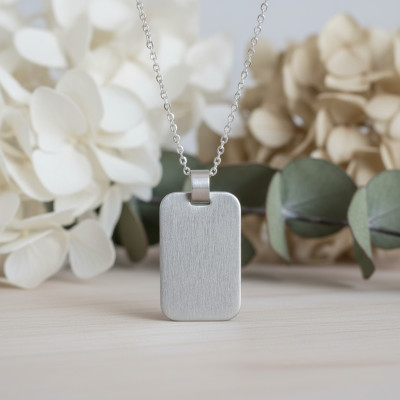 Pendentif Plaque Rectangulaire Brossée, Argent 925, 30x18,50mm - Emanessence