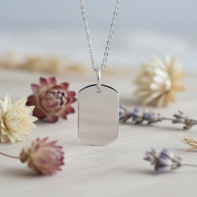 Pendentif Plaque Personnalisable, Argent - Emanessence