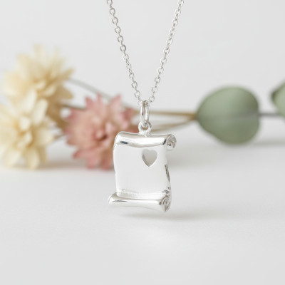 Pendentif Parchemin Coeur, Argent - Emanessence