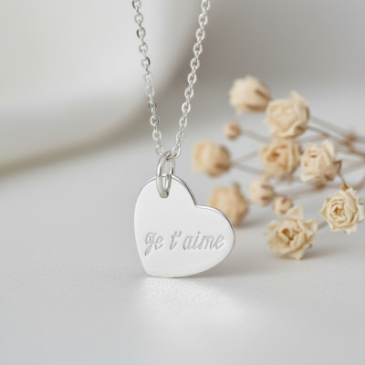 Pendentif Coeur "Je t'aime", Argent 925, 16 mm - Emanessence