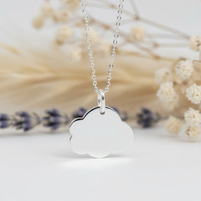 Pendentif a graver grand Nuage, Or Blanc 750 - Lucas Lucor