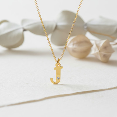 Pendentif lettre J, Or jaune 750 et diamant - Emanessence