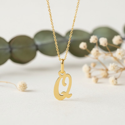 Pendentif lettre Q, Or jaune 750 - Argyor
