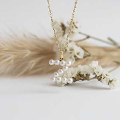 Pendentif Lettre Z, Perles & Or jaune 375 - Emanessence