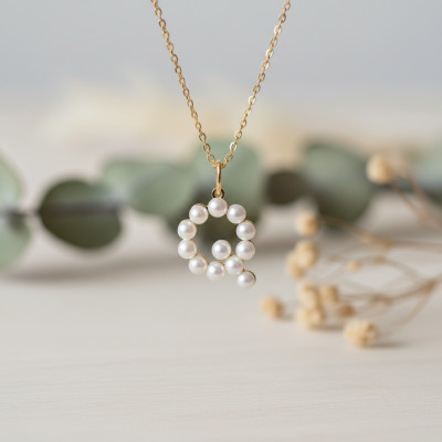 Pendentif Lettre Q, Perles & Or jaune 375 - Emanessence