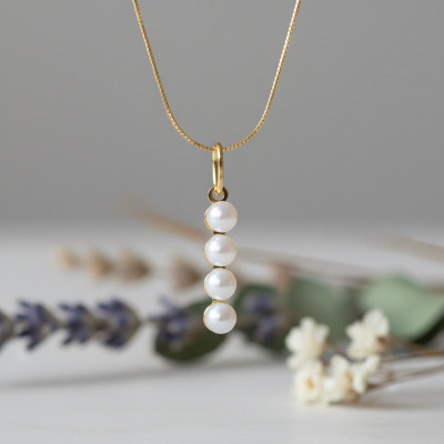 Pendentif Lettre I, Perles & Or jaune 375 - Emanessence