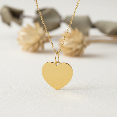 Pendentif coeur poli, Or jaune - Emanessence