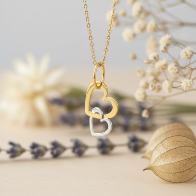 Pendentif coeurs enlacés, 2 Ors 375 - Emanessence