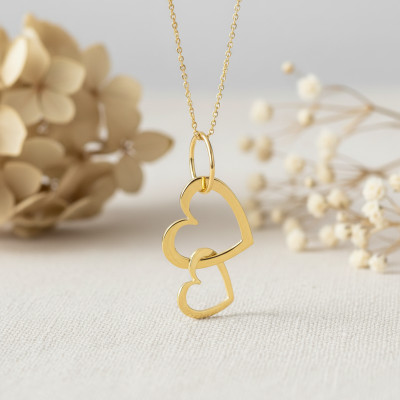 Pendentif coeurs enlacés, Or jaune - Emanessence